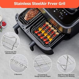 Heteluchtfriteuse accessoires geschikt Voor Philips Dual Basket Airfryer 3000-serie 6L/3L - 22 stuks Airfryer siliconen vorm accessoireset - grillrooster, cake broodvorm geschikt voor Philips Airfryer Dual Basket 3000 Series NA350 — thumbnail 5