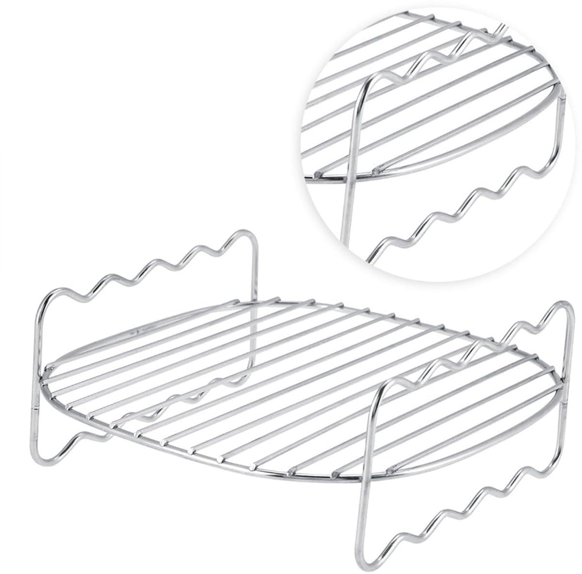 Stapelbox voor Cosori Air Fryer Ninja Air Fryer Dual 304 roestvrij zilverkleurig vervangend barbecue-rek met dubbele laag spiesjes en bakplaat voor Philips Air Fryer — afbeelding 1