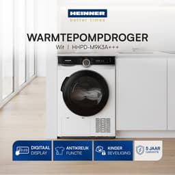 Heinner HHPD-M9K3A+++ Warmtepompdroger 9 Kg – 14 Droogprogramma’s – LED-Display – Touchbediening – Anti-Kreuk – Kinderslot – Wit – 5 Jaar Garantie — thumbnail 6