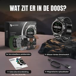 Siltcon® Vortex GPS Smartwatch Heren en Dames - Sport Horloge - Horloge Heren - Stappenteller - Hartslagmeter - Saturatiemeter - Belfunctie - 200+ Sportmodi - Kompas - Zaklamp - Waterdicht - AMOLED - Geschikt voor iOS/Android - 5 Bandjes — thumbnail 13
