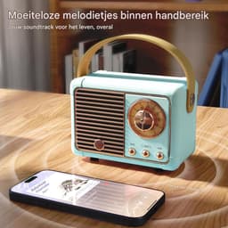 Ynkkvre - Retro bluetooth speaker - vintage decor - draagbare draadloze bluetooth speaker -blauw — thumbnail 5