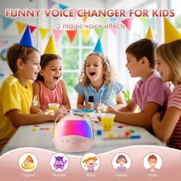 Mini karaokemachine als cadeau Geschikt voor kinderen en volwassenen, draagbare karaokeluidspreker met 2 draadloze microfoons, kindermicrofoon met luidspreker en led-lampje, verjaardagscadeau Geschikt voor meisjes van 3 tot 12 jaar (roze) — thumbnail 2
