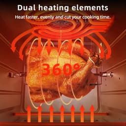 BioloMix Airfryer Oven 15L van RVS - Heteluchtfriteuse & Mini Oven met Dubbele Verwarming - Olievrij Frituren - Oven, Broodrooster, Draaispit & Dehydrator - Transparante Touchscreen Oven - 1700W - Groot Formaat voor Gezin — thumbnail 8