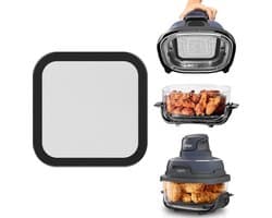 Airfryer accessoires Gescht voor Ninja CRISPi 1x roestvrij staal fijnmazige spatbescherming + 1x siliconen hittebestendige onderlegger voor Ninja heteluchtfriteuse FN101EUGY, FN101EUST en