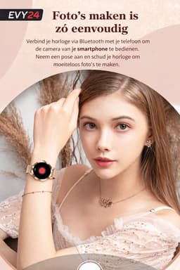 Evy24 Smartwatch Dames 35mm – AMOLED Smartwatch Horloge – Stappenteller, Slaapmonitor & Saturatiemeter – Bluetooth Bellen – Fitness Tracker voor Android & iOS – Rosé — thumbnail 8