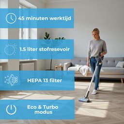 Innova® PowerVac Steelstofzuiger Draadloos - 500 Air Watts - met 4 verschillende opzetstukken - Draadloze Stofzuiger - Zonder zak op accu - Vacuum Cleaner — thumbnail 3