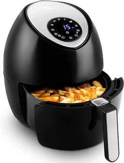 Quvo® Airfryer xl - Airfryer xxl - Heteluchtfriteuse - 4,5 Liter - anti-aanbakmand - Zwart -33cm x 33cm x 37cm — thumbnail 1