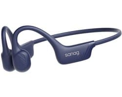 Sanag Open-Ear headphone - Sport Koptelefoon – IPX7 Waterdicht - Air Conduction 2.0 - 9 uur Batterij - Bluetooth 5.3 - Magnetisch Opladen - Titanium Frame - Blauw