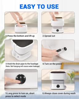 Mini Wasmachine met Centrifuge - Voor Kleine Wasgoed - Meerdere Programma's - — thumbnail 3
