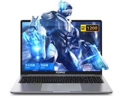 Acemagic AX16 Laptop - 16 inch Full HD Notebook - In-tel Alder Lake N95 (tot 3,4 GHz) - 16 GB DDR4 RAM 512 GB SSD - WiFi- BT5.0 - Type C -Grijs