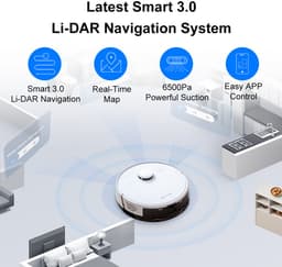 Liectroux M70 Pro 3-in-1 Robotstofzuiger met automatische leegstation, LiDAR-navigatie en 6500 Pa zuigkracht – Wit — thumbnail 3