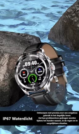 Darenci Platinum Pro Smartwatch Heren – Zilver/Zwart – RVS Band – Bluetooth Bellen & Muziek – Hartslag-, Bloeddruk- & Zuurstofmeter – IP67 Waterdicht – Luxe Activity Tracker — thumbnail 4