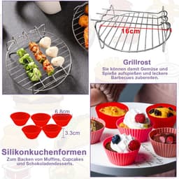 Airfryer Accessoires 4-delige bakset geschikt voor Philips Essential 41 L HD9252/HD9200 - siliconen bakvorm, grillframe, muffinvormpjes — thumbnail 3