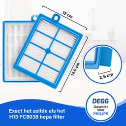 DEGG® - 3x Hepa filter geschikt voor Philips, Electrolux, AEG en Tornado - H13 voorheen H12 - Geschikt voor Performer, Power Pro, Jetmaxx series - Voor mensen met allergie - 3-PACK — thumbnail 3