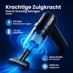 CarMe 2-in-1 Auto Stofzuiger - Zuigen & Blazen - Kruimeldief - 7 Opzetstukken - Oplaadbaar - Handstofzuiger - Air Duster - Zwart — thumbnail 4