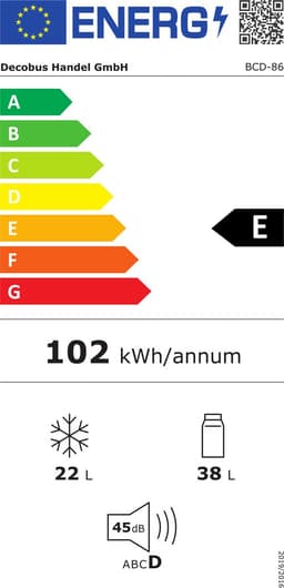 Retro koelkast. Freezer -combinatie. 88,8 cm hoog, 45,5 cm breed, twee dader, met een totaal van 60 liter totaal volume, 22 liter vriezervolume. 102 kWh/jaar, -27 ° C ∽ 13 ° C, LED -licht. Premium rode energieklasse E — thumbnail 2