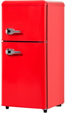 Retro koelkast. Freezer -combinatie. 88,8 cm hoog, 45,5 cm breed, twee dader, met een totaal van 60 liter totaal volume, 22 liter vriezervolume. 102 kWh/jaar, -27 ° C ∽ 13 ° C, LED -licht. Premium rode energieklasse E — thumbnail 10