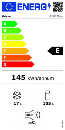 Heinner HF-V122E++ Tafelmodel Koelkast met Vriesvak – 122 L – LED-verlichting – Omkeerbare Deur – Wit – 5 Jaar Garantie — thumbnail 2