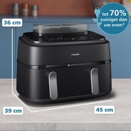Philips 5000 Series Dual Basket Airfryer - NA551/00 - Stoomfunctie - Dubbele Mand - 9L - Tot 6 Personen — thumbnail 12
