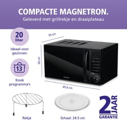 Brabantia BBEK1145DG Magnetron met Grillfunctie - Vrijstaand - 13 automatische kookprogramma's — thumbnail 12