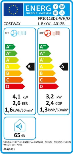 COSTWAY 5-in-1 ventilatorkachel, mobiele airconditioning, 14000 BTU, ontvochtiger, verwarmingsfunctie, luchtreiniger, slaapmodus, airconditioner met afvoerslang, 2,6 kW, 16 tot 32 °C, 25 tot 45 m², app/afstandsbediening, 24-uurs timer — thumbnail 10