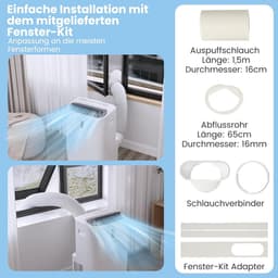 COSTWAY 5-in-1 ventilatorkachel, mobiele airconditioning, 14000 BTU, ontvochtiger, verwarmingsfunctie, luchtreiniger, slaapmodus, airconditioner met afvoerslang, 2,6 kW, 16 tot 32 °C, 25 tot 45 m², app/afstandsbediening, 24-uurs timer — thumbnail 2