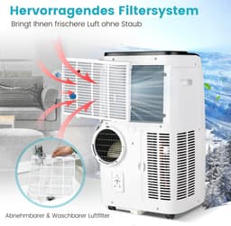 COSTWAY Mobiele airconditioning met afvoerslang, 14000 BTU, voor ruimtes tot 135 m³, 5-in-1 airconditioner voor koelen, verwarmen, ontvochtigen, ventileren en slaapmodus, app/afstandsbediening — thumbnail 9