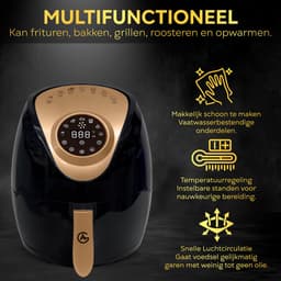 AG5200 Airfryer - Zwart - Compact - tot 4 Personen - 4 Liter - Anti-aanbak - Uitneembare Bak - Vaatwasserbestendig - Met Receptenboek - Stil- Snelkooktechnologie - — thumbnail 4