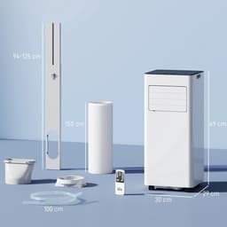 3-in-1 Mobiele airco - 7000 BTU - Draagbare airconditioner - 3-in-1 koelen, ventilator en luchtontvochtiger - geschikt voor ruimte tot 26 m² - Met afstandsbediening en 24-uurs timer - Led-display - Wit — thumbnail 7