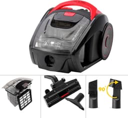 Deuba - Stofzuiger 900 W - Krachtig Volume - HEPA Filter Rood — thumbnail 4