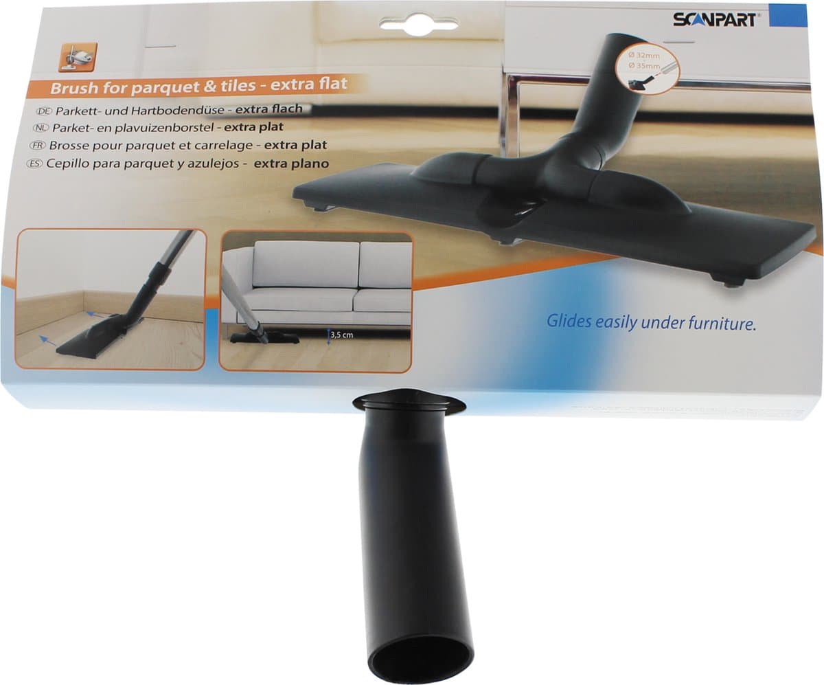 Scanpart parketborstel 32 en 35 mm - Extra plat - Twinner - Geschikt voor AEG Bosch Electrolux Miele Moulinex Nilfisk Panasonic Philips Rowenta Siemens - Voor gladde vloeren - Universeel — afbeelding 1