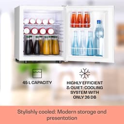 Klarstein Drankkoeler Happy Hour 45 Mini-koelkast - Minibar - Drankenkoelkast - 45 Liter - 26 dB - Wit - voor Bar - Stil - voor Kantoor - Compact - Drankkoelkast Drankenkoeler Beverage Cooler Flessenkoelkast - Hotelkoelkast — thumbnail 15