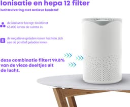 Luchtreiniger - Air Purifier - Mini Luchtreiniger met Ionisator / Actieve Koolstof - Vervangbaar HEPA Filter - UV lamp — thumbnail 3