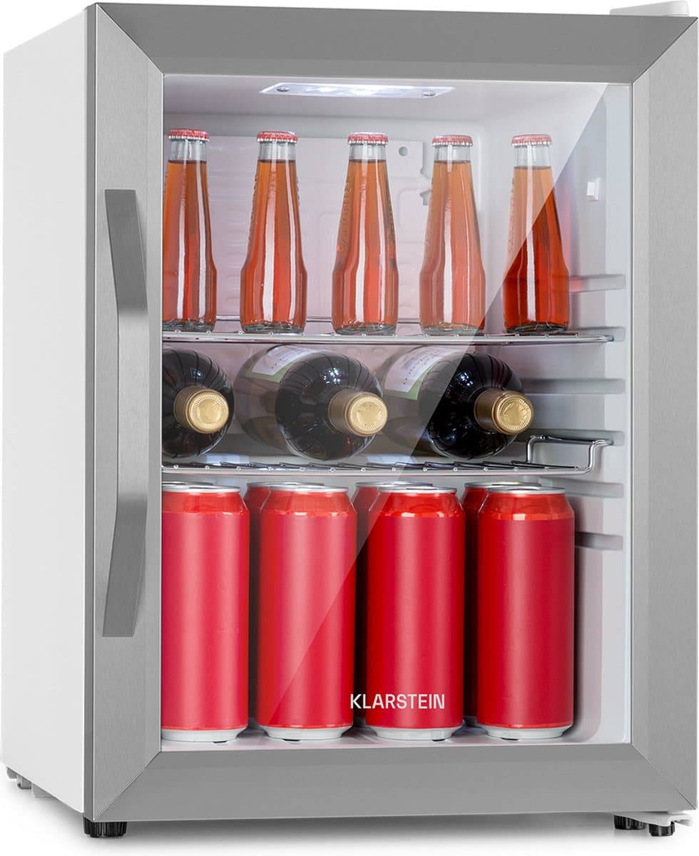Klarstein Flessenkoelkast Beersafe Crystal White bierkoelkast, drankkoelkast met glazen deur, koelkast, met een inhoud van 33 liter - LED - RVS - Touch - Bottle Cooler - Bierkoeler - Drankkoeler — afbeelding 1