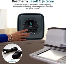 Filair Luchtreiniger - Met Print link - 3 in 1 filter - Luchtreiniger bij printer - Luchtzuiveraar met Hepa filter - Koolstoffilter - Magnetisch - Air Purifier - 30m² - Printer - Zwart — thumbnail 8