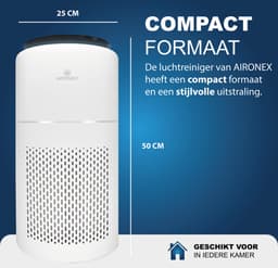 Aironex Luchtreiniger met Hepa Filter – Tegen Allergie & Hooikoorts - HEPA 13 + Ionisator – CADR 365 m³/u – 55 m² – Stil – Luchtkwaliteitsindicator - Air Purifier -Luchtreinigers — thumbnail 2