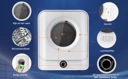 Afvoerdroger 3 Kg - Compacte Trommeldroger Met 5 Programma's, Oververhittingsbeveiliging, Wandmontage - Wit — thumbnail 8