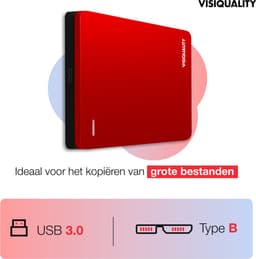 VisiQuality High-Speed Externe Harde Schijf 500 GB - Draagbare Harde Schijf USB 3.0 - Voor Windows & Mac - Xbox & PS4 games - Compact - Rood — thumbnail 6