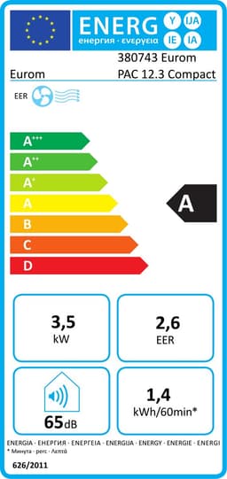 Eurom PAC 12.3 Compact - Mobiele airco - koelen, ventileren en ontvochtigen - 12.000 BTU — thumbnail 2