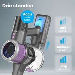 Auronic Steelstofzuiger Draadloos 350W - Draadloze Stofzuiger - HEPA Filter - Zelfstaand - Extra Accu - Op Accu - Zonder Zak - Kruimeldief - Vacuum Cleaner - Grijs/Paars — thumbnail 5