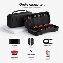 Sounix Case Geschikt voor Nintendo Switch 2 - Met opbergvak voor 24 games - Extra hoog Hoesje - Waterdicht en schokbestendig - Zwart — thumbnail 10