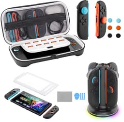 PlayCool Nintendo Switch 2 Accessoirebundel – Complete Reisset met Draagtas, RGB Oplaadstation voor Joy-Cons & Screenprotector met Installatietray — thumbnail 1