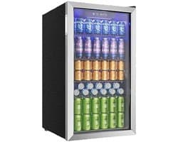 Celestul Drankenkoelkast 90L - Mini Koelkast voor Bier Wijn & Frisdrank - 126 Blikjes - Glazen Deur - LED - Stil - Instelbare Temperatuur - 49×44,5×78cm - Silver