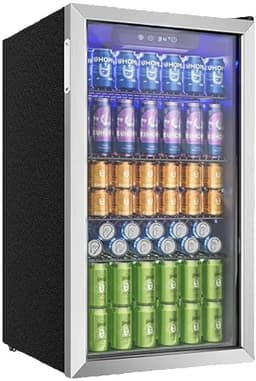 Celestul Drankenkoelkast 90L - Mini Koelkast voor Bier Wijn & Frisdrank - 126 Blikjes - Glazen Deur - LED - Stil - Instelbare Temperatuur - 49×44,5×78cm - Silver — thumbnail 1