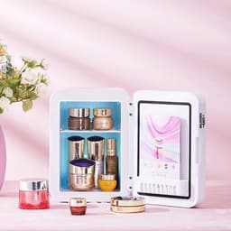 Cherrys Finds - Mini Koelkast - Beauty Koelkast - Make-up koelkast - Koelkast voor onderweg - 4L - Cosmetische opslag - LED spiegel - Draagbare koelkast - Cosmetica koeling - Camping - Tafelmodel — thumbnail 3