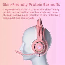 Zolara Noise cancelling koptelefoon - Roze Gaming Headset - Kattenoren - Voor PC, Laptop & Console - Over Ear Koptelefoon met Microfoon en Surround Geluid — thumbnail 2