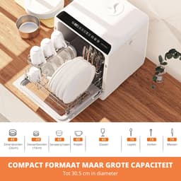 AIRMSEN Mini Vaatwasser - Vrijstaand - Watertank 5L - 5+1 Programma's - 4 Couverts - 42.5 cm - Zwart/Wit — thumbnail 9