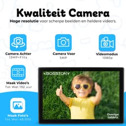 Bosstony Snelle Kindertablet 10 inch - Ouderlijk Toezicht - 6000mAh Batterij - Compleet Pakket - Android 13 - Full HD - Kindertablet vanaf 3 jaar - 6 GB Ram - 2.0GHz processor - 192GB Geheugen - Tablet Kinderen - Kids Tablet — thumbnail 8