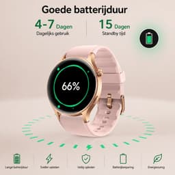 Smartwatch Dames - Bluetooth Bellen - 1.43'' AMOLED Ultra Clear Display - Ultradun Design - Hartslag, Slaap & SpO2 Monitor - Geschikt voor iPhone, Samsung & Android - 100+ Sportmodi - IP65 Spatwaterdicht – 2 Bandjes — thumbnail 6