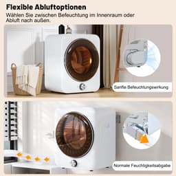 Re-purelife® mini wasdroger 3 kg met 8 programma's - compacte luchtafvoerdroger van staal en ABS - wandmontage mogelijk met dubbel filter en NTC-sensor - modern design - wit - 53,5 × 42 × 65 cm — thumbnail 9